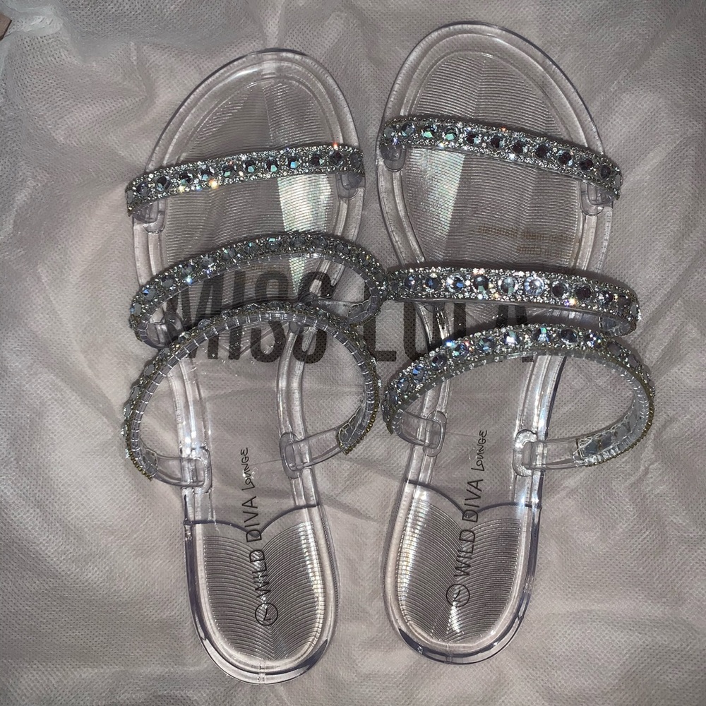clear slip on sandals